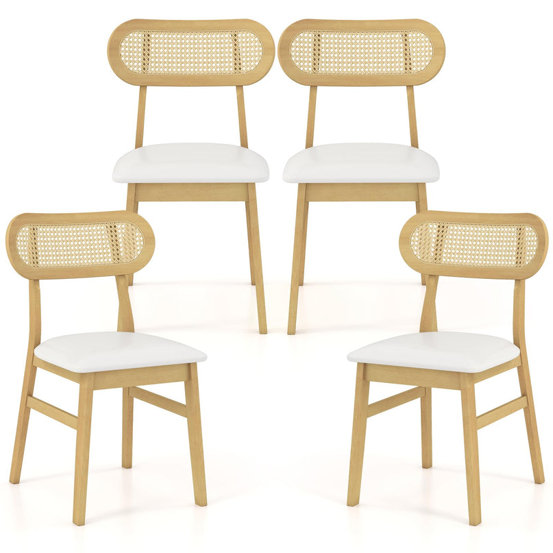 Giantex PVC Leather Upholstered Kitchen Chairs w/Breathable Mesh Cane Backrest