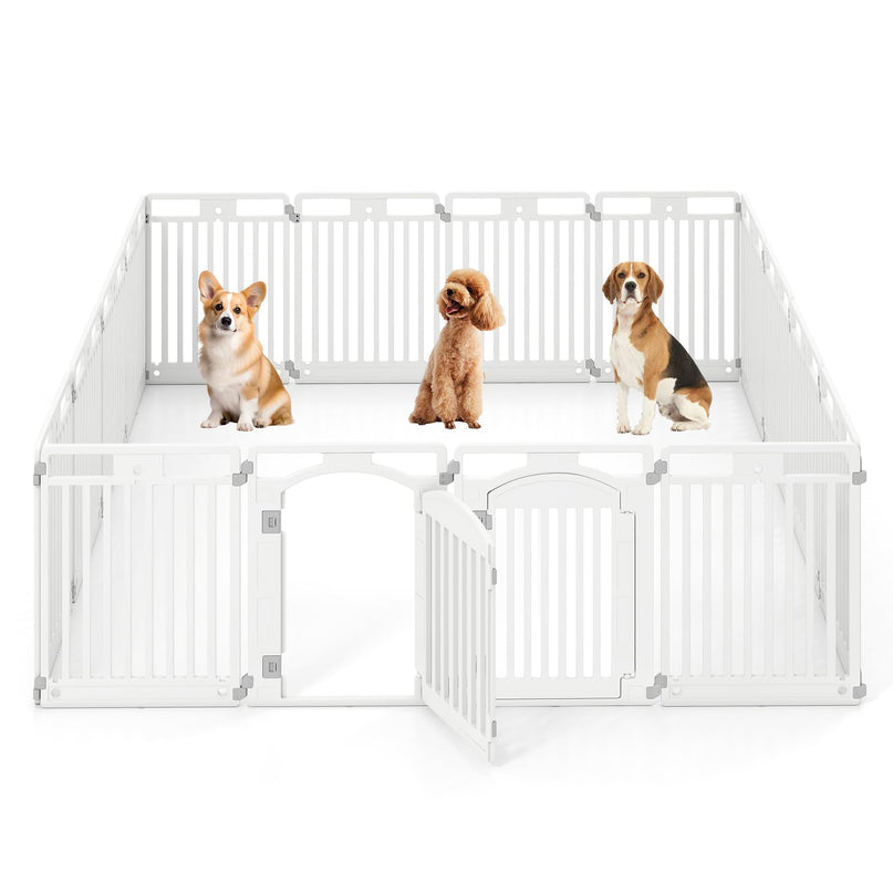 Giantex 32'' Tall Plastic Pet Fence with Lockable Door