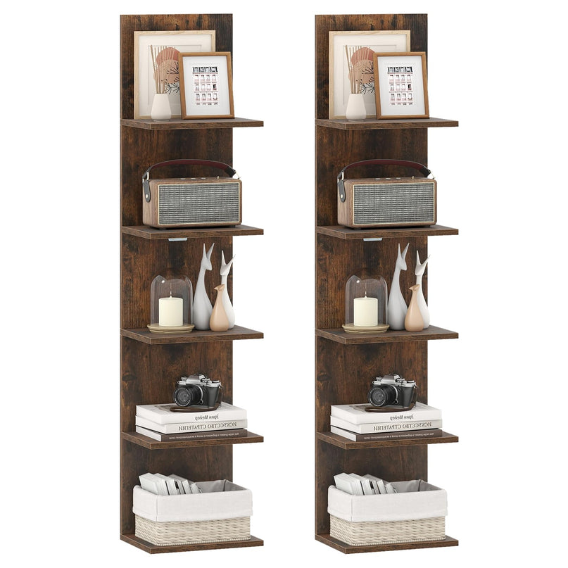 Giantex Wooden Wall-Mounted Organizer Book Shelf for Bedroom