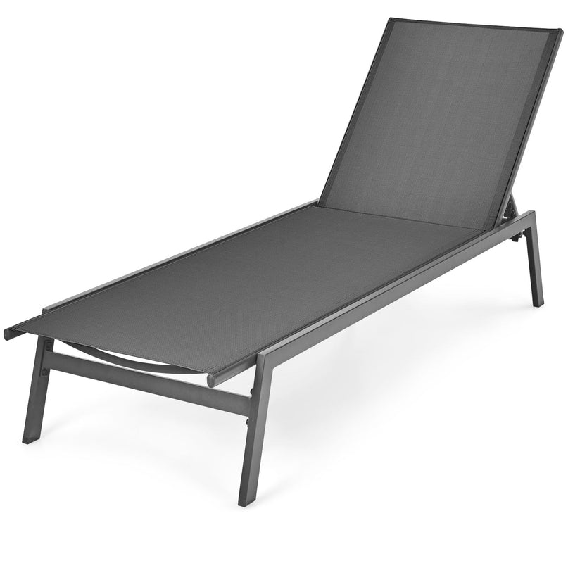 Giantex Chaise Lounge Chair Patio Chaise Lounger with 6-Postion Adjustable Backrest and Breathable Fabric