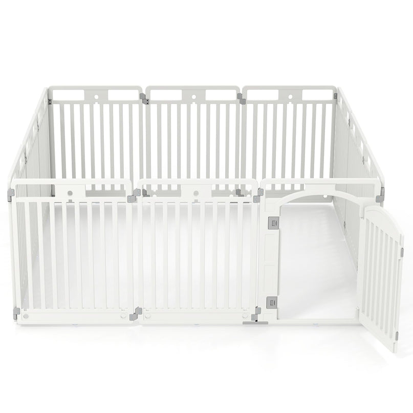 Giantex 32'' Tall Plastic Pet Fence with Lockable Door