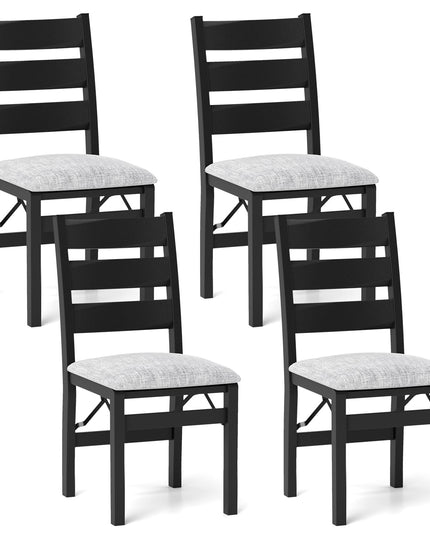 Giantex Folding Dining Chairs Set of 2, Modern Upholstered Kitchen Chairs w/Slatted Backrest & Padded Seat