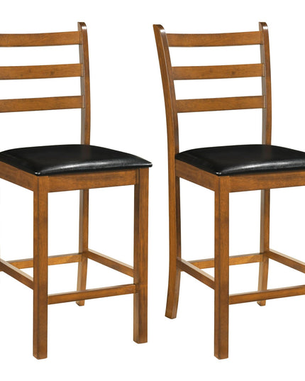 Giantex 24" Ladder Back Wood Counter Height Bar Chairs with Padded Faux Leather Upholstered Seat (2/4)