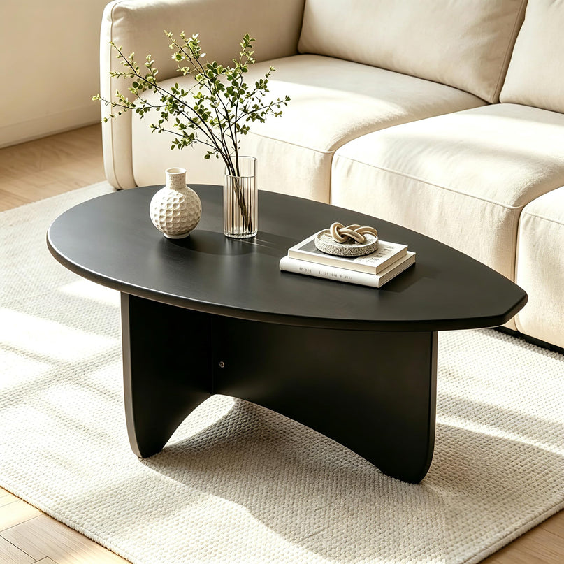 GIANTEX Oval Coffee Table Mid Century Modern Center Table