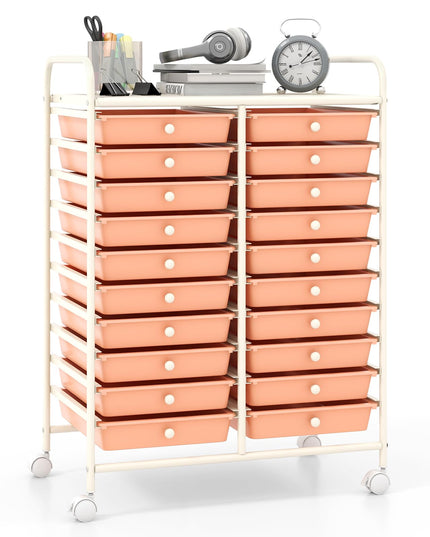 Giantex Storage Drawer Carts, 20-Drawer Organizer, Utility Cart on Wheels