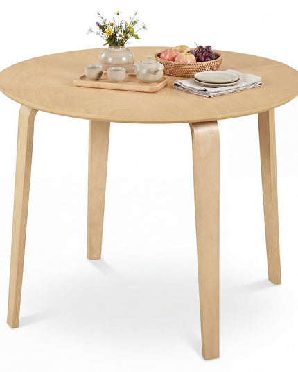 Giantex 37.5" Round Dining Table with Solid Rubber Wood Legs for 4
