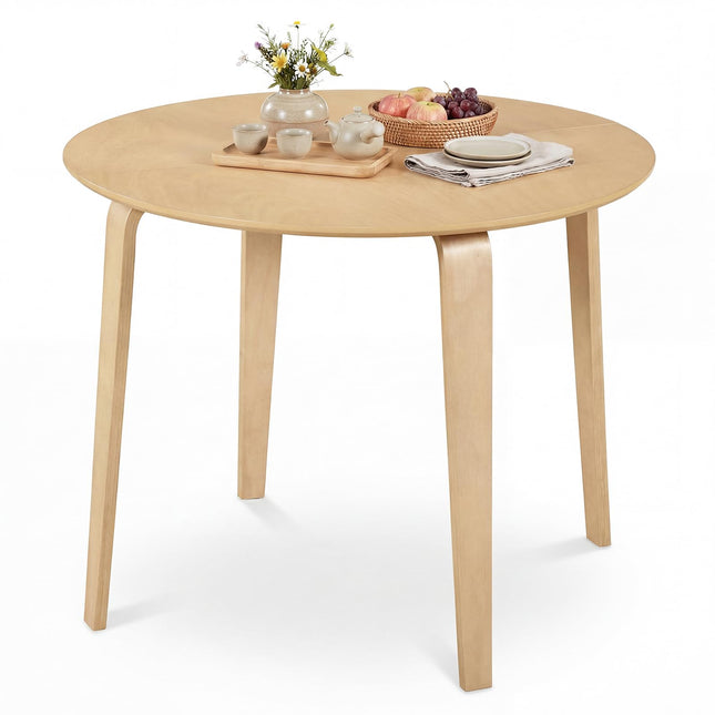 Table à manger ronde Giantex 37,5 po avec pieds en bois d'hévéa massif pour 4 personnes