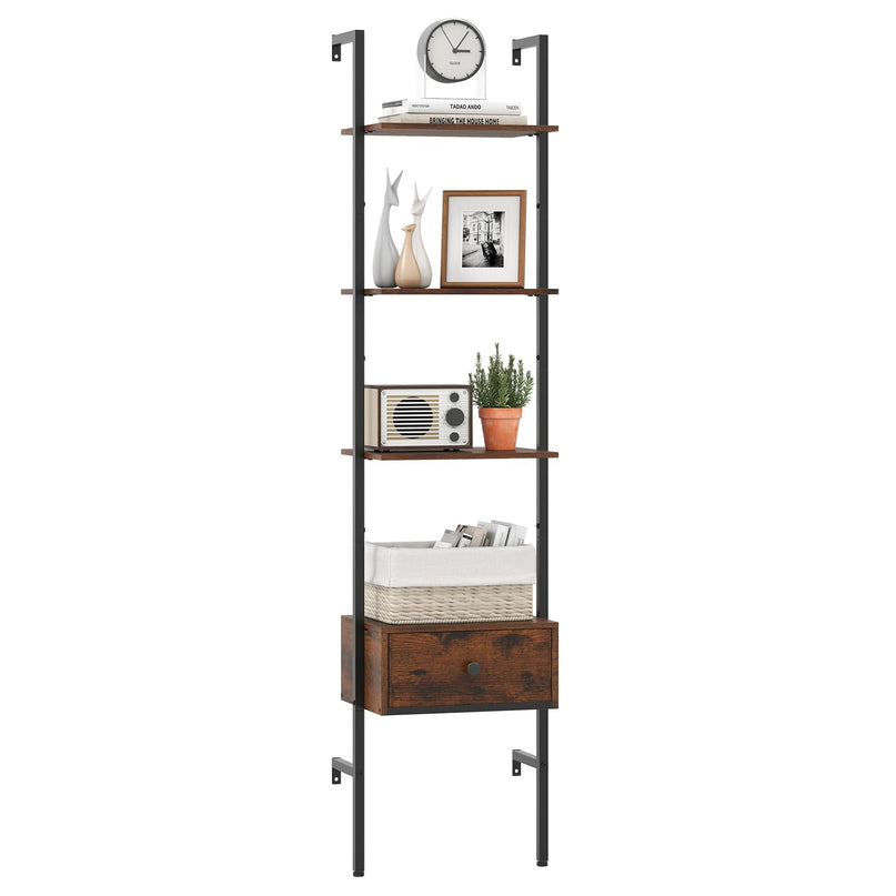 Giantex 5 Tier Ladder Bookcase with Drawer for Living Room