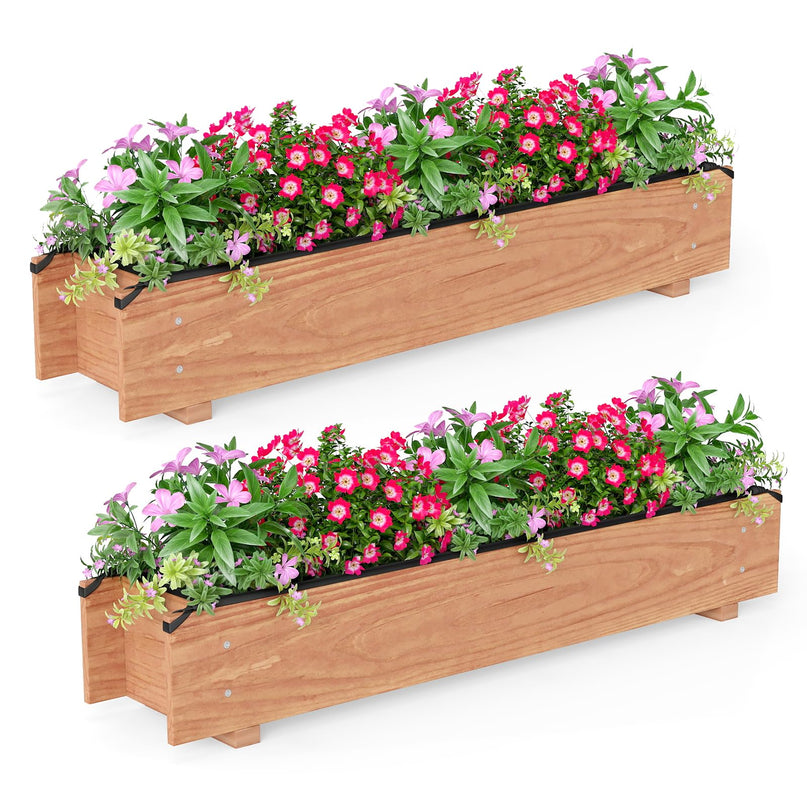 Giantex Wood Raised Garden Bed Rectangular Planter Box w/Drainage Hole（36"x7"x7"）