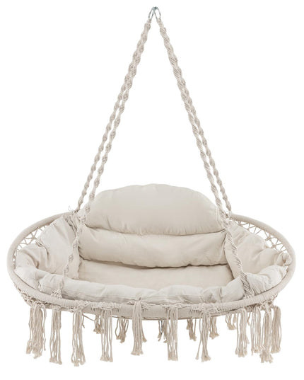 Giantex Hammock Chair, Macrame Hanging Chair with Removable Cushion,  Max 440 lbs, Swinging Chair, Beige