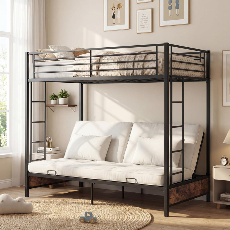 Giantex 77" x 41.5" x 71" Twin Over Twin Futon Bunk Bed