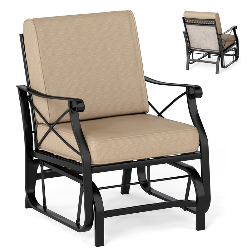 Giantex Outside Glider Chair with Thick Removable Seat and Back Cushions