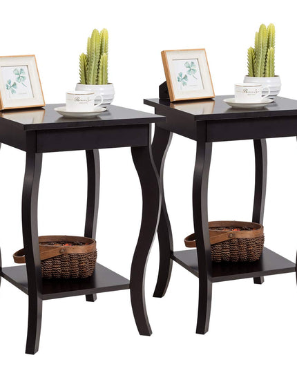 16" End Table W/Storage & Shelf Curved Legs Home Furniture for Living Room