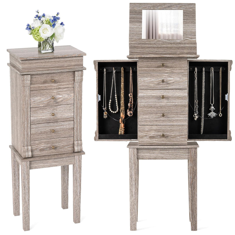 Giantex Jewelry Cabinet Armoire with Flip Top Mirror