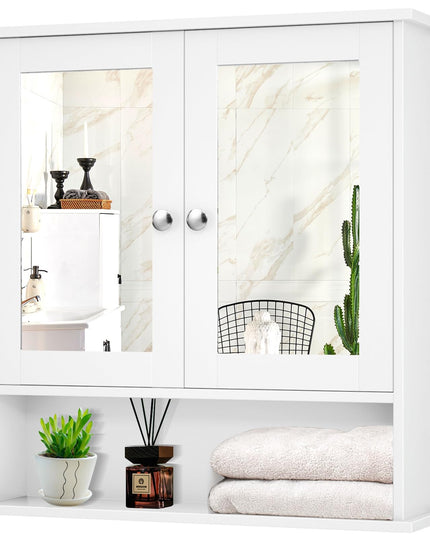 Giantex Medicine Cabinet, Bathroom Wall Cabinet with 2 Mirrored Doors, Adjustable Shelf