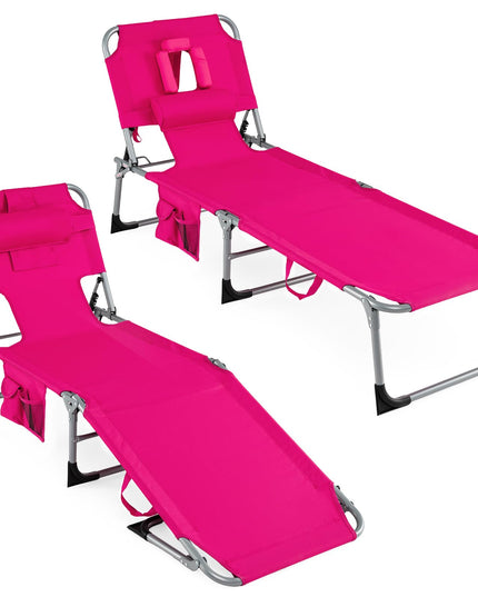 Chaise longue de plage pliante Giantex Face Down avec dossier réglable à 4 positions (1/2)