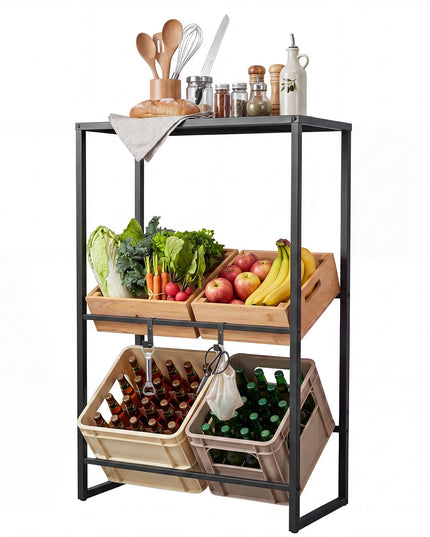 Giantex 3-Tier Drink Crate Rack | Heavy-duty Metal Storage Rack with Shelf