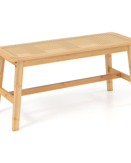 Banc de salle à manger Giantex 39,5" en bambou avec assise en rotin tressé à la main
