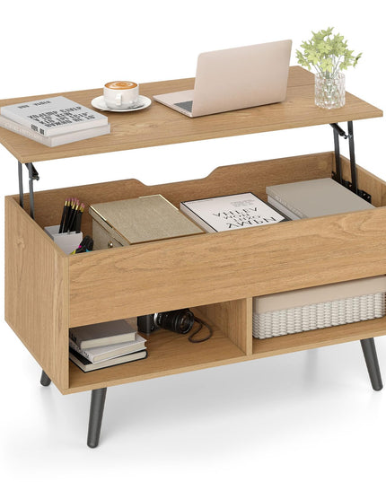 Giantex Lift Top Coffee Table w/Hidden Compartment & 2 Open Shelves