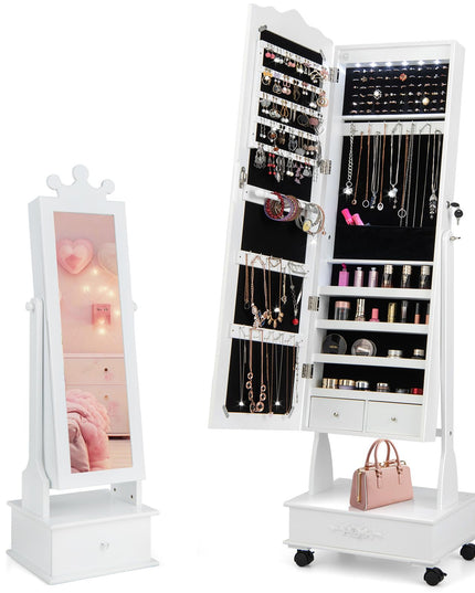 CHARMAID Kids Jewelry Armoire & Adult Jewelry Cabinet Set