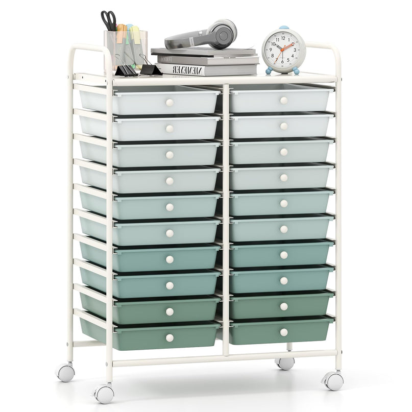 Giantex Storage Drawer Carts, 20-Drawer Organizer, Utility Cart on Wheels