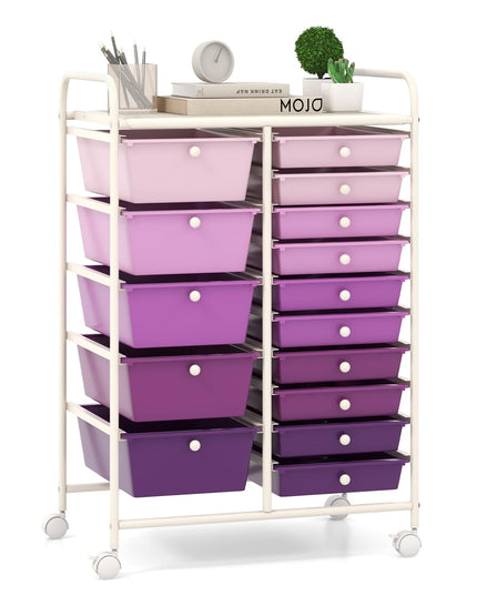 Giantex 15-Drawer Organizer Cart Office School Rolling Storage Cart