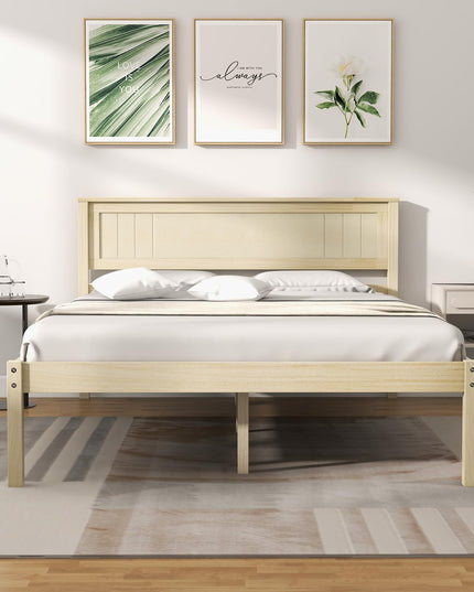 Giantex Wood Full Platform Bed with Headboard