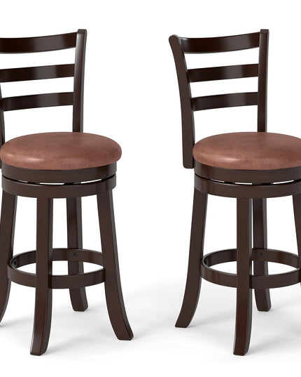 Giantex Swivel Bar Stools Set of 2/4 26" Upholstered Counter Height Bar Chairs