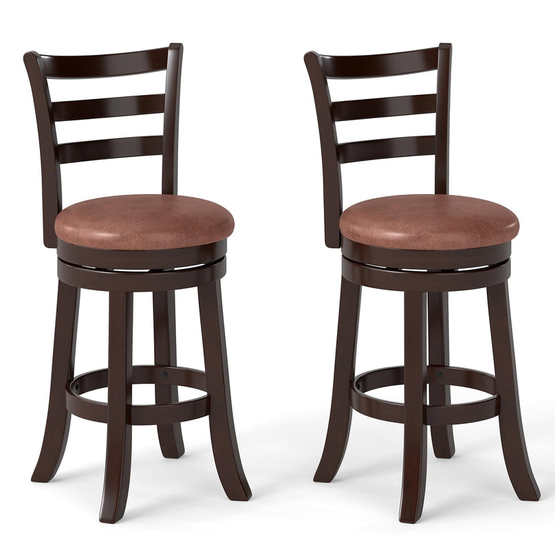 Giantex Swivel Bar Stools Set of 2/4 26" Upholstered Counter Height Bar Chairs