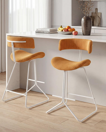 Giantex 25" Fabric Upholstered Armless Counter Height Chairs with Metal Legs & Footrest (2/4)