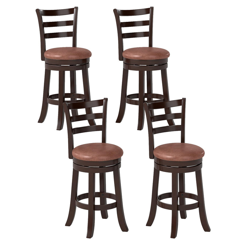 Giantex Swivel Bar Stools Set of 2/4 26" Upholstered Counter Height Bar Chairs
