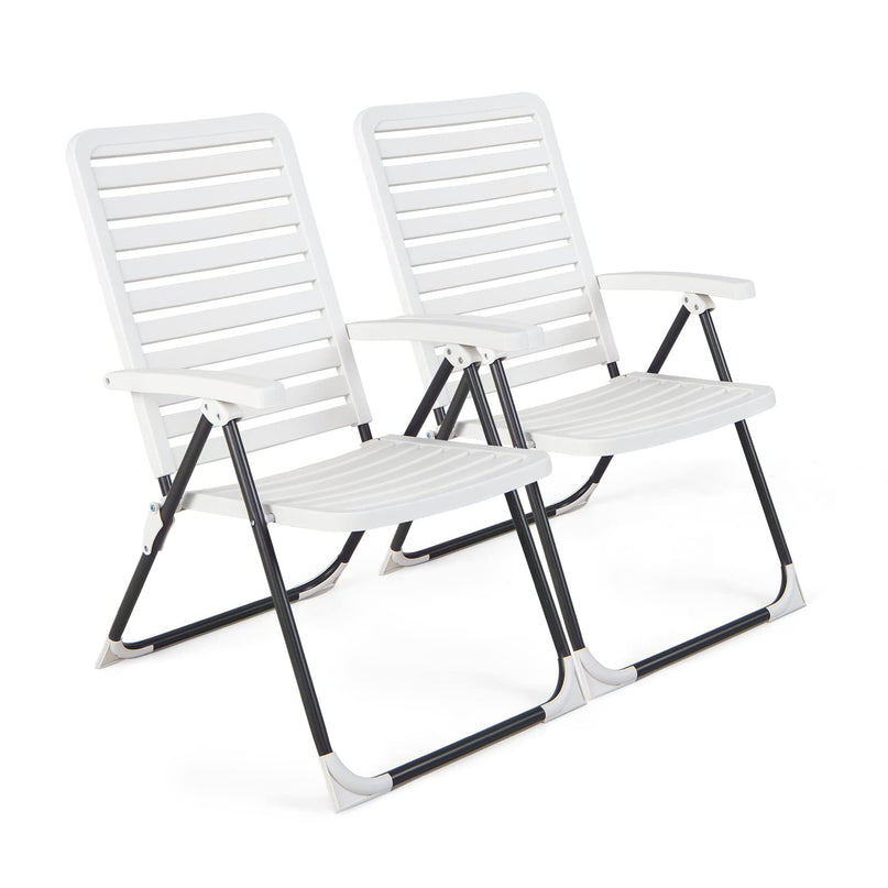 Giantex Patio Folding Chair, Adjustable Reclining Folding Chair w/ 7-Level Backrest