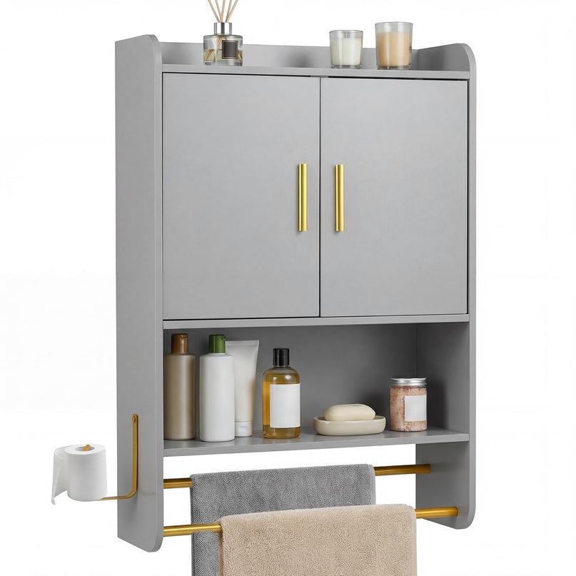 Giantex Bathroom Wall Mounted Medicine Cabinet w/Towel Bars & Toilet Paper Holder