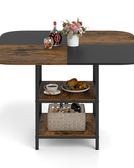 Table à manger carrée Giantex de 120,6 cm pour 4 personnes avec étagère de rangement à 2 niveaux