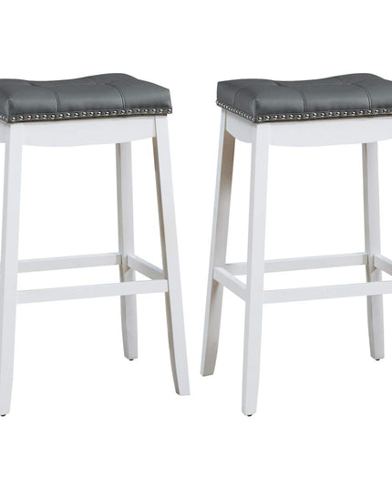 Backless Counter Stool with Footrest, Soft Seat Cushion