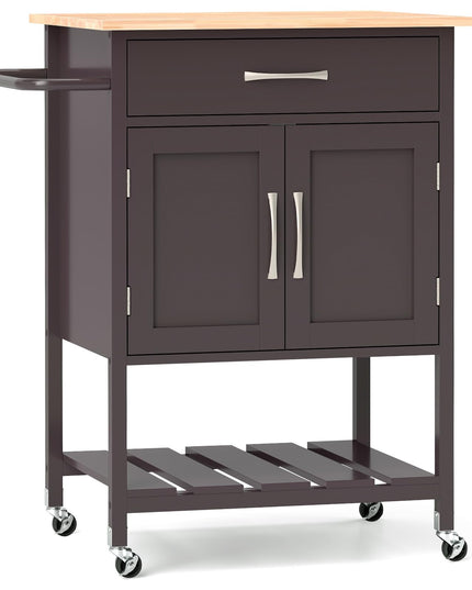 Giantex Rolling Kitchen Island Cart, Mobile Serving Cart with Drawer, 2-Door Storage Cabinet, Storage Shelf