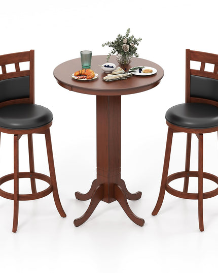 Giantex 3-Piece Bar Table and Chairs Set, Dining Table Set with 2 Swiveling Bar Stools