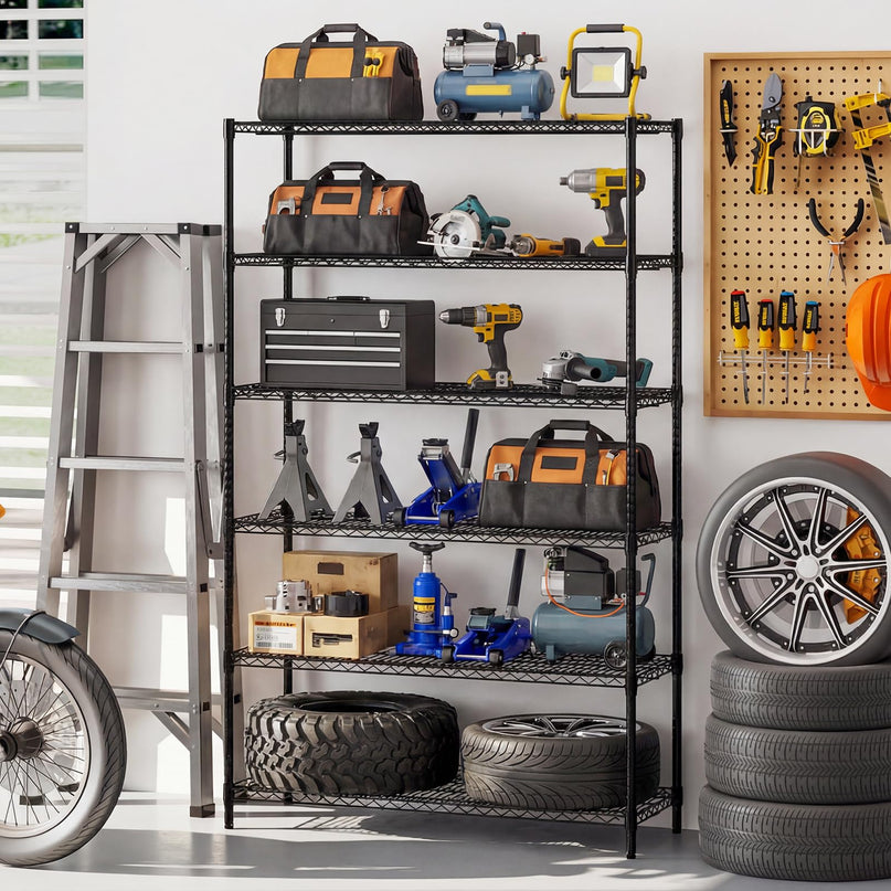 Giantex 6-Tier Storage Shelves | Heavy Duty Metal Shelving Unit for Kitchen Garage Pantry