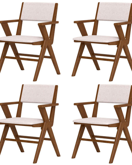 Giantex Wooden Dining Chairs Set, Linen Fabric Upholstered Kitchen Chairs w/Armrests, Rubber Wood Frame
