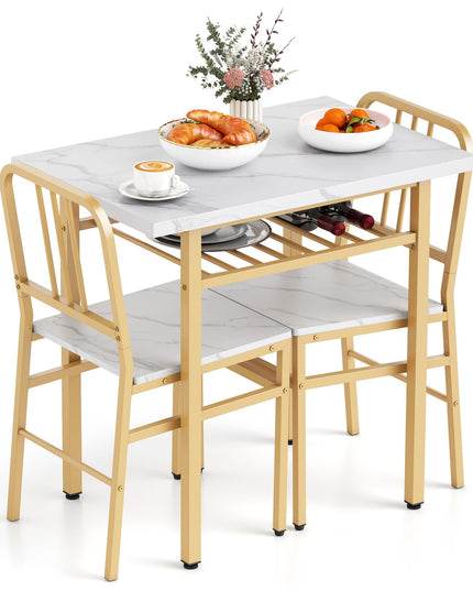Giantex Ensemble de 3 pièces table de salle à manger et table de cuisine rectangulaire