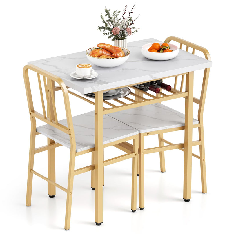 Giantex Ensemble de 3 pièces table de salle à manger et table de cuisine rectangulaire