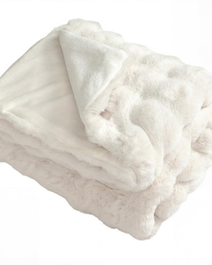 Giantex Couverture polaire en fausse fourrure pelucheuse douce en imitation fourrure de lapin bulles