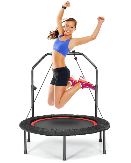 40" Foldable Indoor and Outdoor Mini Fitrness Trampoline with Adjustable Handle