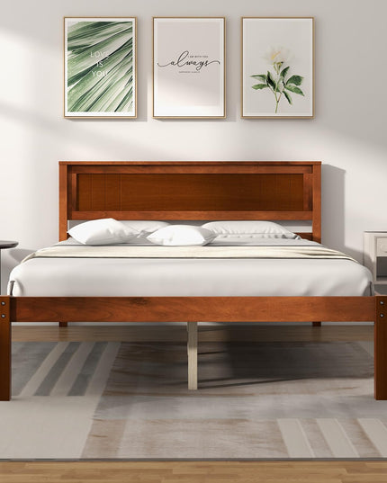 Giantex Wood Full Platform Bed with Headboard