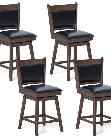 Giantex 25" Bar Stools Set, Upholstered Swivel Bar Chairs with Ergonomic Back