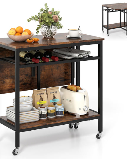 Giantex Folding Dining Table with 5 Wheels for Small Spaces