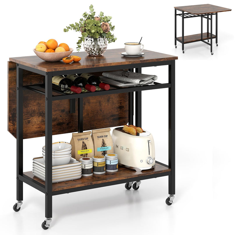 Table à manger pliable Giantex avec 5 roulettes pour petits espaces