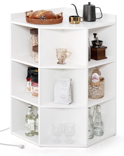 Giantex 3-Tier Corner Cabinet with Charging Station