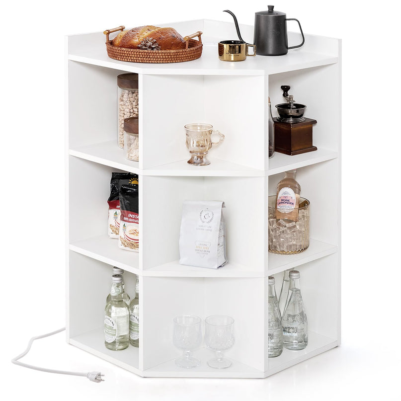 Giantex 3-Tier Corner Cabinet with Charging Station