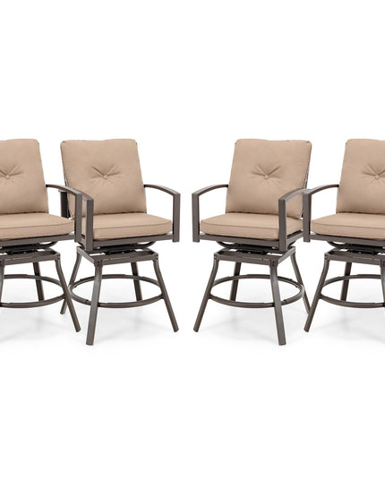 Giantex Set of 2 or 4 Patio Bar Chairs - Swivel Counter Height Bar Stool with Inclined Backrest